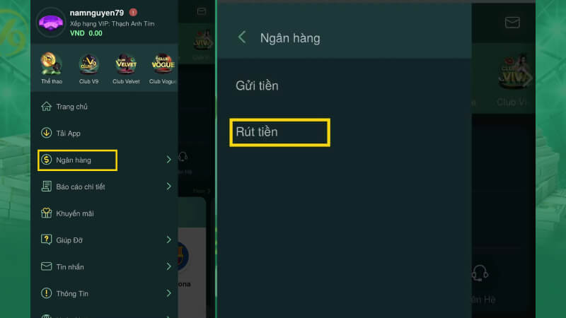 Hướng dẫn rút tiền V9bet chi tiết nhất